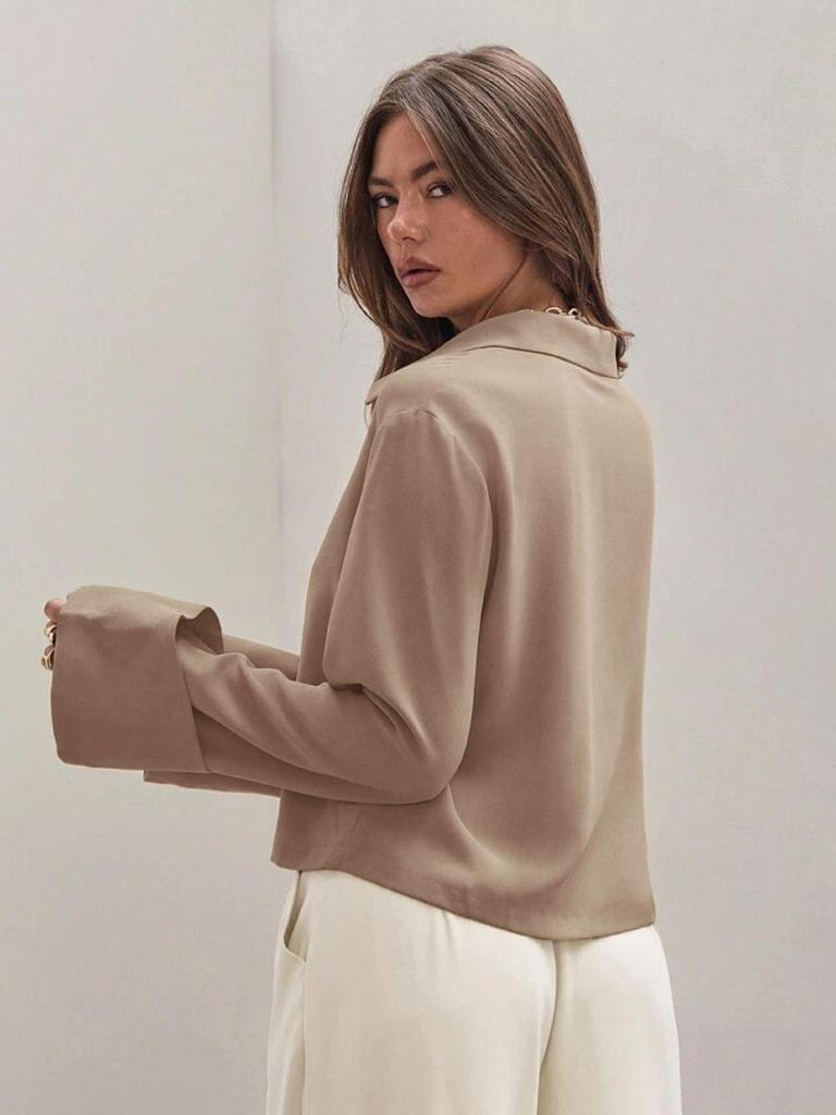 Women's 2025 Spring/Summer Long Sleeve Bow Tie-Up Cardigan Shirt