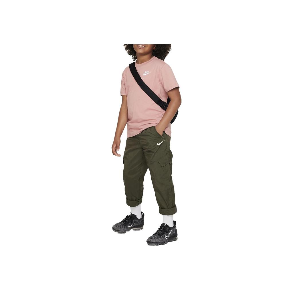 Nike Solid Color Lace-Up Multi-Pocket Design Sports Casual Pants Kids pants Khaki-Green FD2951-325