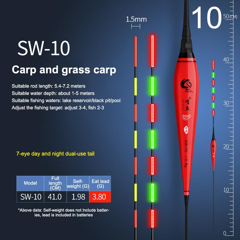 

Світлодідний рибальський поплавок Високочутливий Сигнальний буй Датчик гравітації Світний Електричний Нічна риболовля Строб Довгий хвіст A10