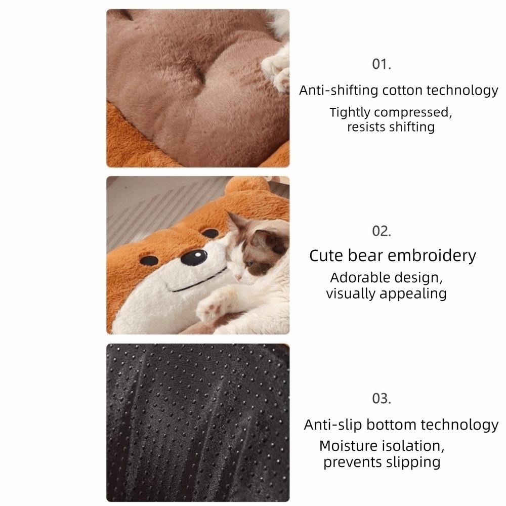 Cartoon Bear Shape Pet Mat Anti-slip Soft Dog Sleeping Pads Thickened Comfortable Pet Sleeping Nest Autumn Winter