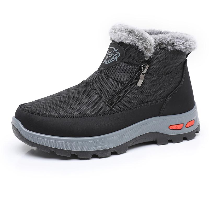 Męskie zimowe ciepłe buty śnieżne z zamkiem błyskawicznym, antypoślizgowe, krótkie botki za kostkę z podszewką ze sztucznego futra, wygodne trampki robocze, codzienne buty do chodzenia, mokasyny, buty dla mężczyzn