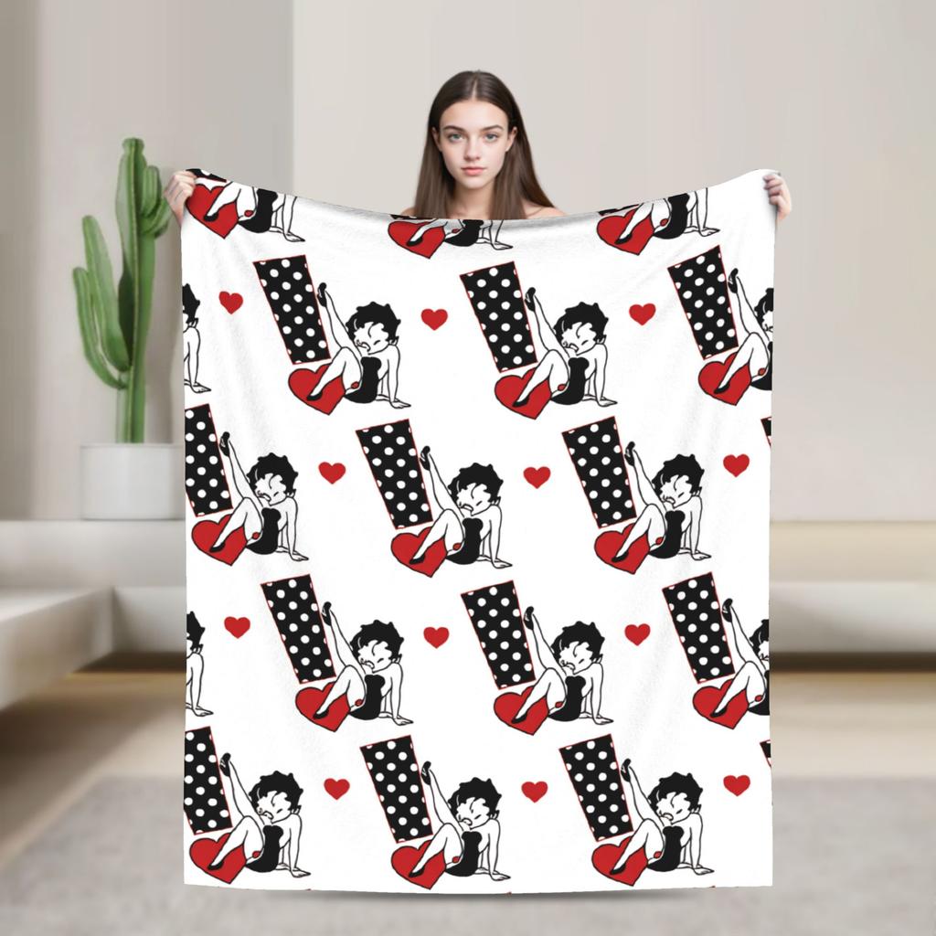 Warm Blanket Airplane Travel B-Bettys Boops Bedding Throws  Flannel Bedspread For Home Decor Graphic Sofa Bed Cover