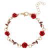 European Floral Jewelry Set: Romantic Rose Bracelet & Versatile Necklace, 3-Piece Artistic Retro Style