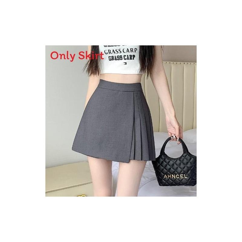 Polyester Pleated Mini Skirt For Women With Zipper And High Waist For Summer Fashion