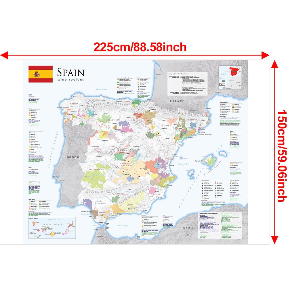 Spanish Map-Spain Map-Wine Distribution Decorative Hanging Picture for Travel,Educational Tool,Photo Shoot Background