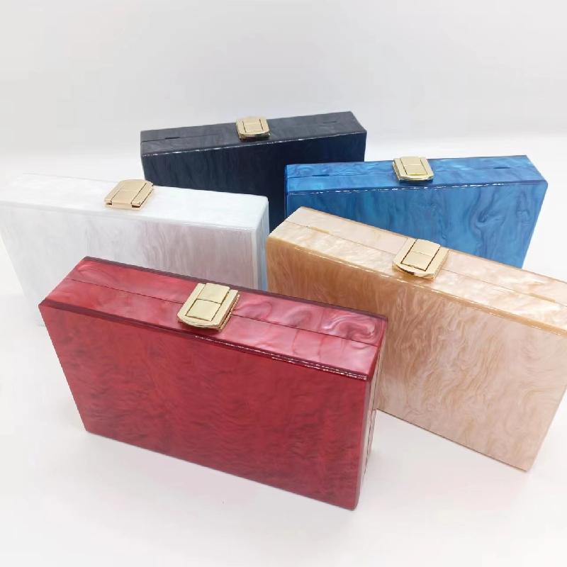 Square Shoulder Crossbody New Clutch Pearl Acrylic Evening Bag Handbags Small Chain Bags Women Transparent Elegant Luxury Brand