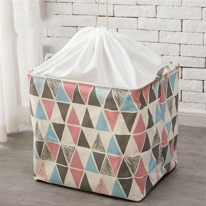 Extra Large Cotton Linen Home Debris Storage Bag Fresh Printed Pattern Clothes Dustproof Organizer Dormitory Quilt Finishing Bag