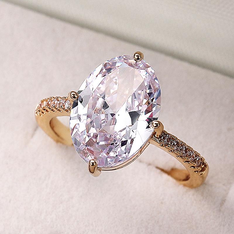 New Luxury Oval Cubic Zircon Wedding Engagement Rings for Women Simple High Quality Silver Color / Gold Color Classic Jewelry