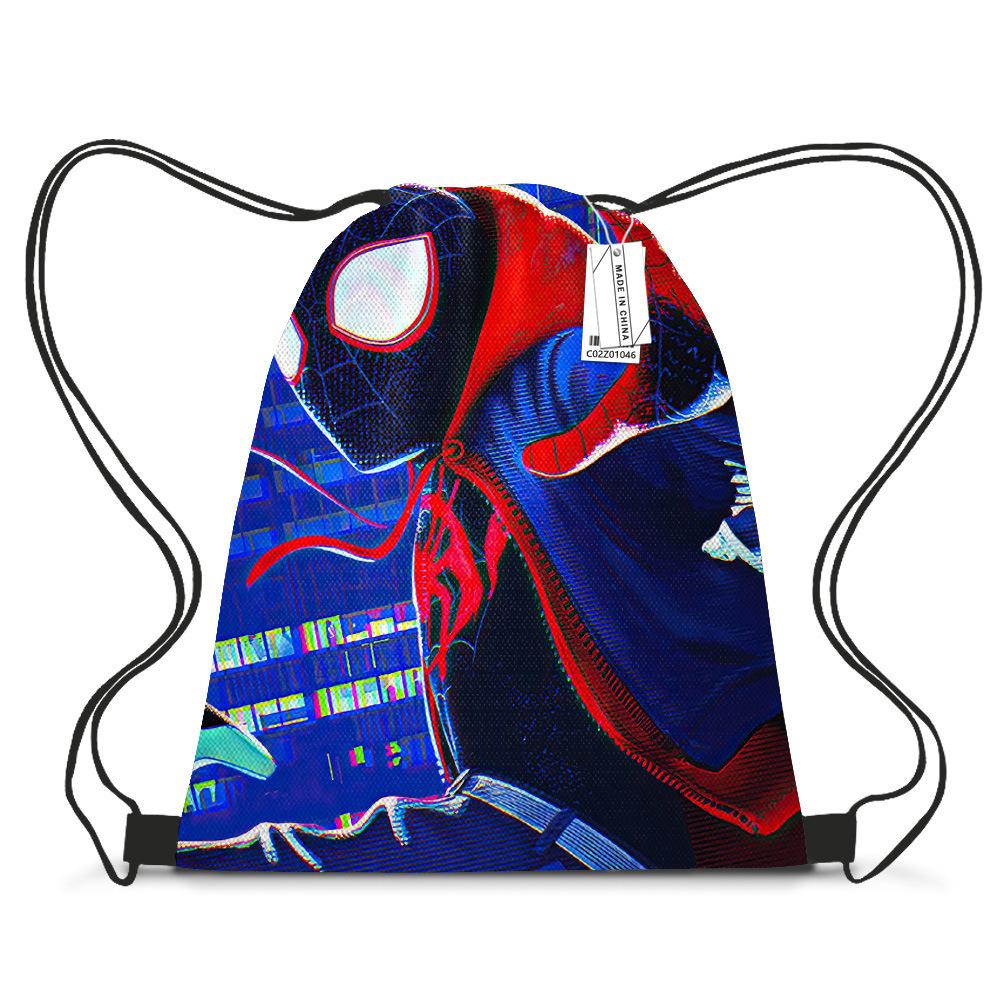 Spider-Man Cartoon Drawstring Backpack Student Casual Bundle Bag Printed Storage Bag
