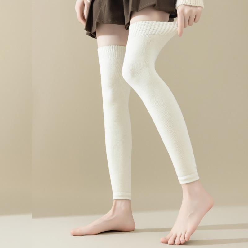 1 paire de bas d'hiver tricotés pour femmes, Protection des jambes, chauds, résistants au froid, élastiques, antidérapants, chauds, doux, ajustés, jambières, chaussettes de cuisse, couvre-pieds