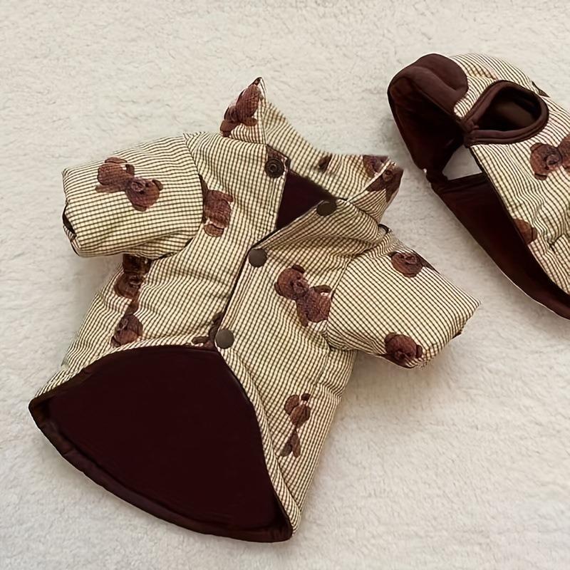 Giacca Cappotto Invernale per Cani con Stampa Orso e Cappuccio Moda Abbigliamento per Cani Cucciolo Piumino Addensato Cappotto per Gatti Barboncino Abbigliamento per Animali