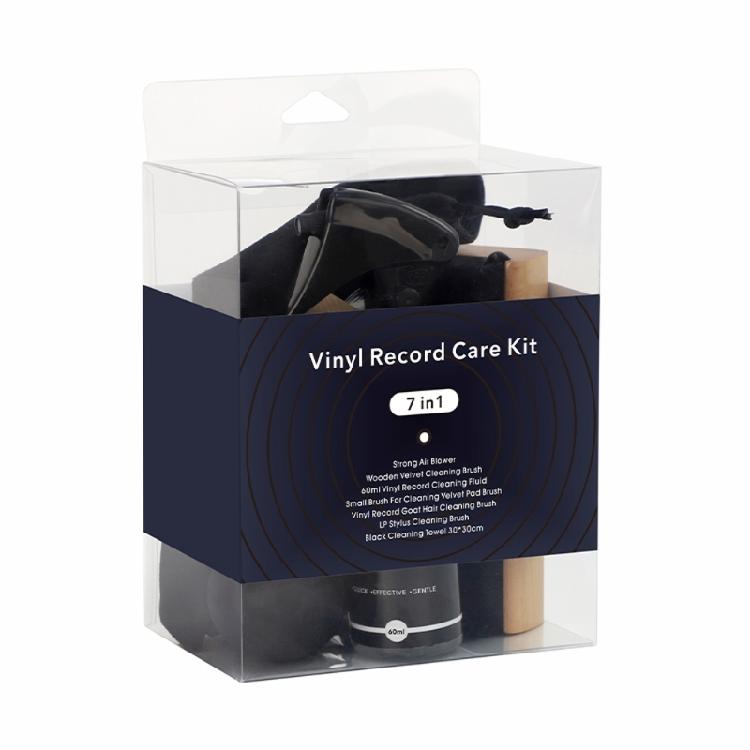 Portable 7 in 1 Vinyls Cleaning Set with Microfibers Velvet Brushes Air Blower 60ml Detergent for Optimals Record Care