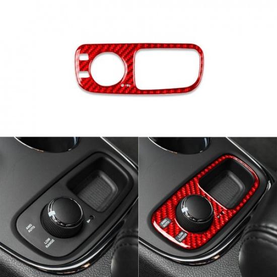 Red Carbon Fiber Console Multimedia Knob Panel Cover For Dodge Durango 2014-