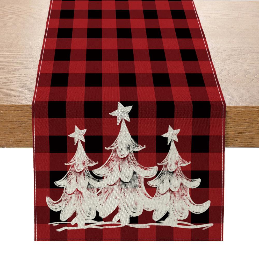 Amazon Weihnachts-Tischläufer Leinen Druck Festlich Küchentisch Tischdecke Wohnzimmer Tischdecke