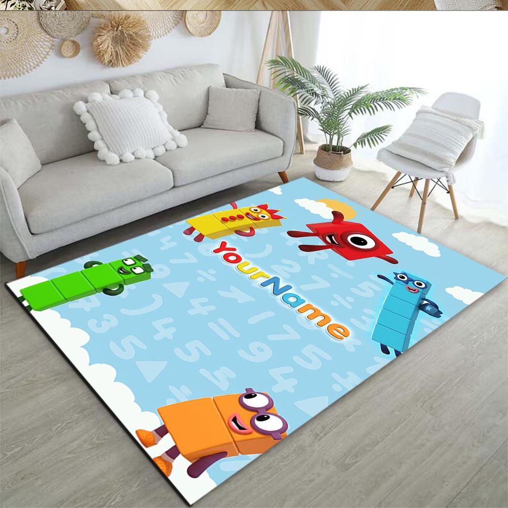 Numberblocks Personalized Name Floor Rug Office Rug Perfect for Playrooms Entryway Game Room Study room Antislip Carpet Anime Office Decor