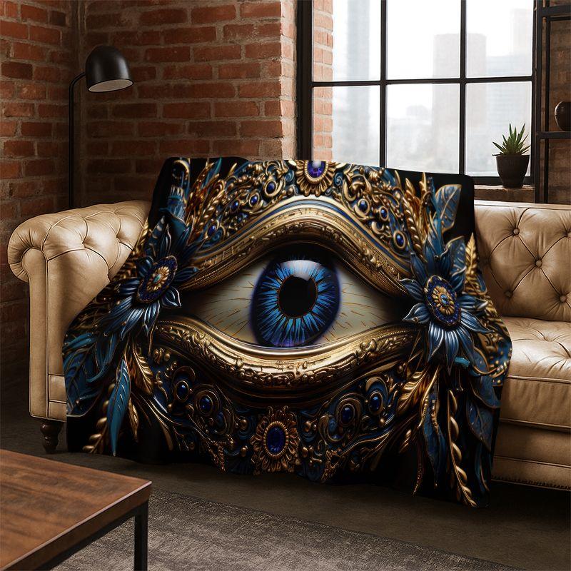 Freemasonry Eye of Providence Evil Eye Nazar Eye of Horus Flannel Blanket Throw Blanket for Bedroom Living Room Bed Travel Gift Size: 75*100cm, Weight: 230 GSM