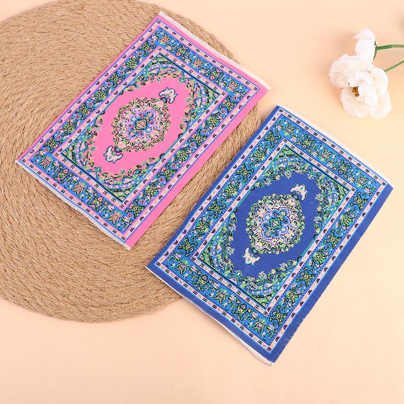 Different Types 1:12 Dollhouse Handmade Woven Mini Floor Rug Cover Carpet for Dolls House Bedroom Bathroom Living Room Decor