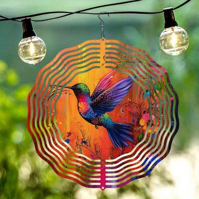 Hummingbird Wind Spinner for Garden Patio Decor Handcrafted Metal 2D Dynamic Art with 360 Rotating Hook Vibrant Yard Ornament No ElectricityUse