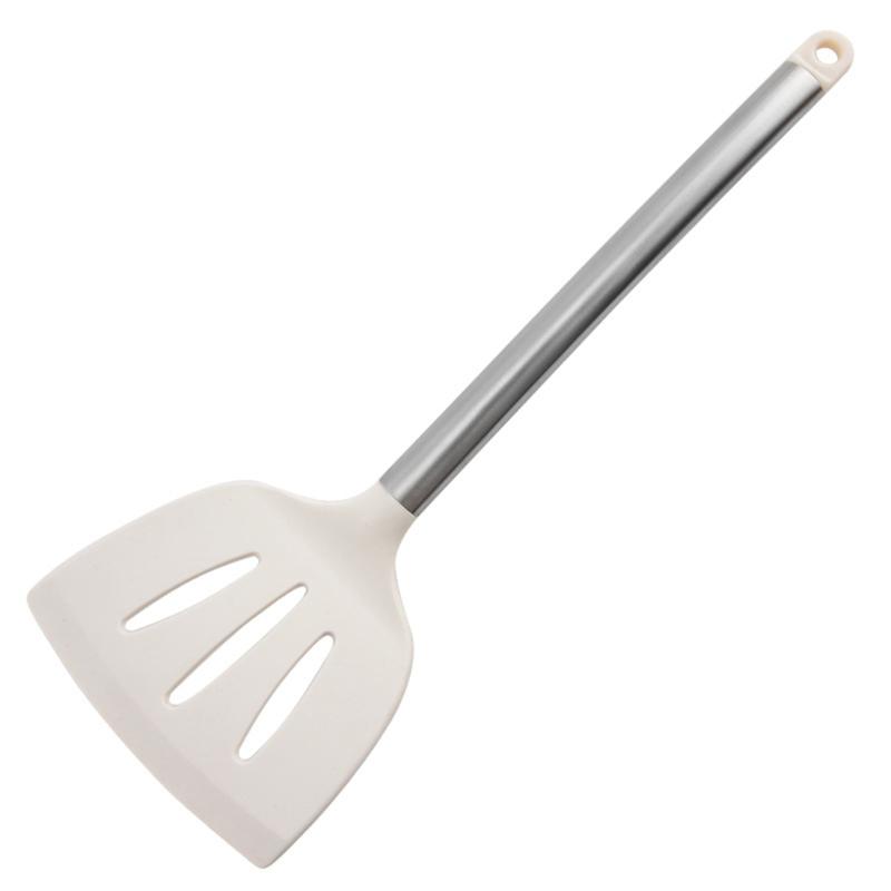 Stainless Steel Handle Silicone Soup Spoon, Food-Grade High-Temperature Resistant Cooking Silicone Kitchen Utensil Spoon.