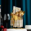 24pcs Stainless Steel Marbled Tableware Set Nordic Style Dessert Dinnerware Suit  Restaurant