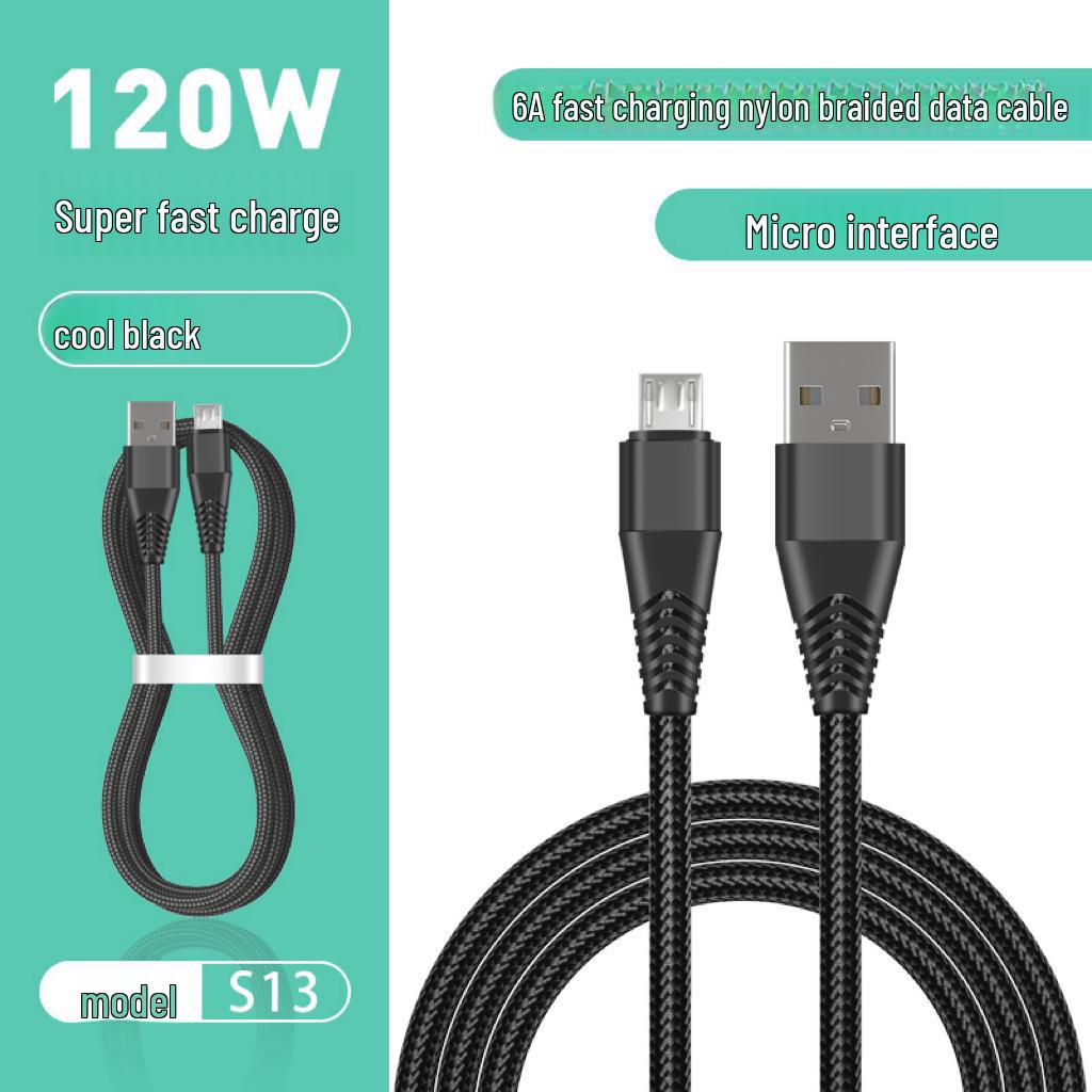 

2-метровый нейлоновый плетеный металлический кабель для быстрой зарядки 6 А для устройств Android, Apple, Huawei и Type-C 1m Bare Cable