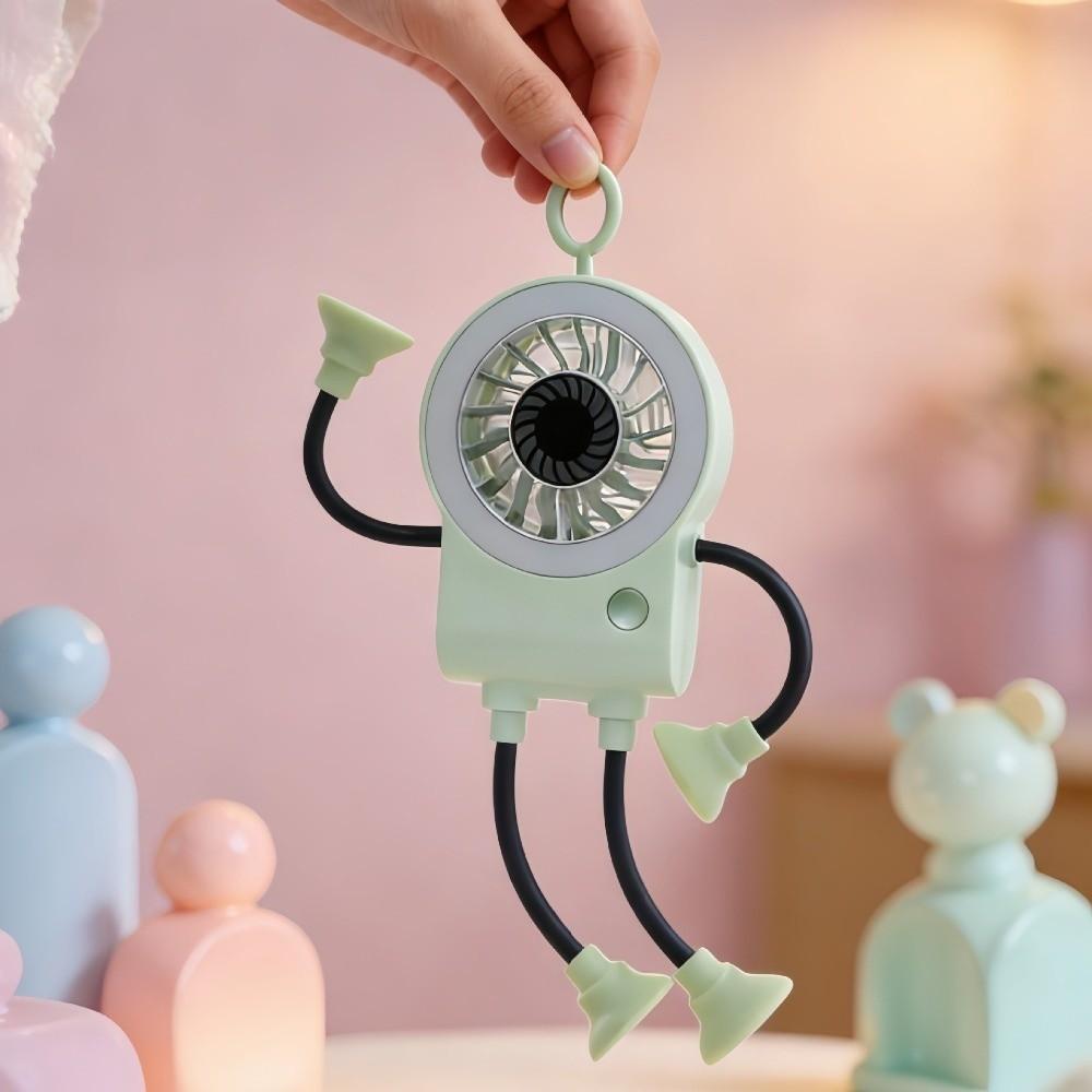 Flexible Bendable Robot Suction Cup Fan Quiet Operation Desk Fan Cartoon Mini Sucker Fan Daily Use