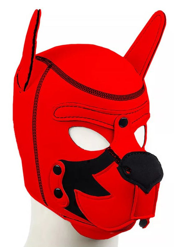 Cagoule Puppy Fox Néoprène Rouge-Noir - Kinky Puppy - Puppy Play, Dildos Queue