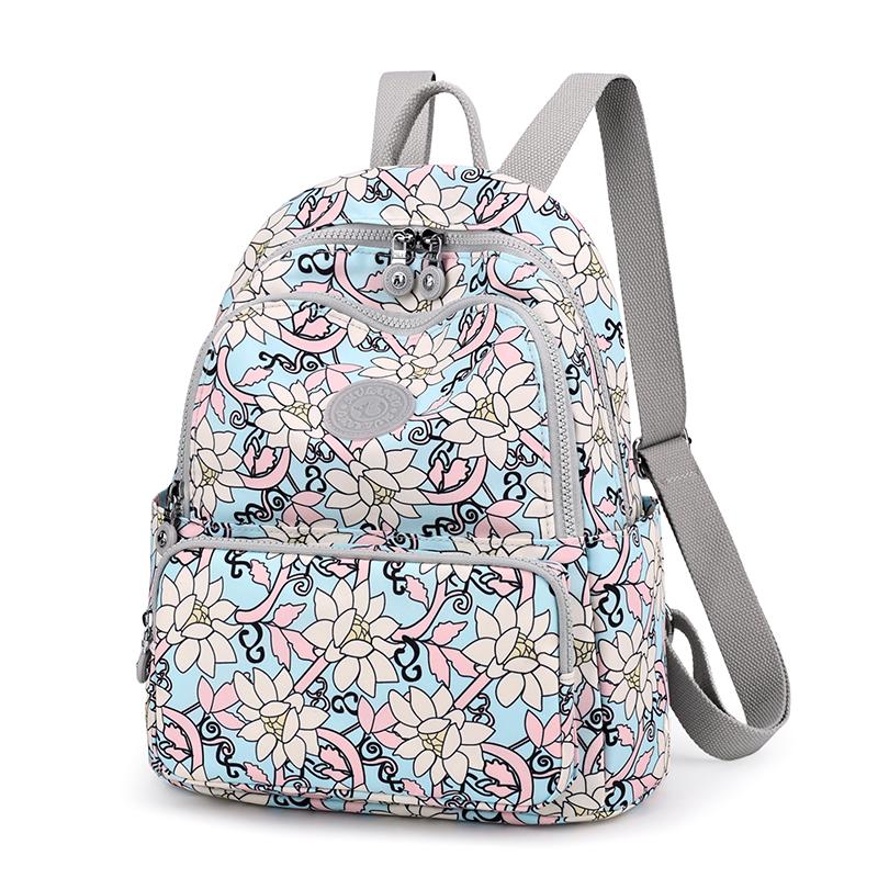 Printed Nylon Backpack Lightweight Travel Backpack
