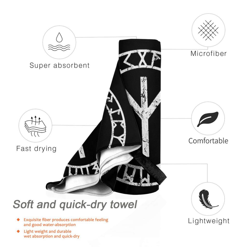 Algiz Runes Amulet Norse Odin Thor Viking Paganism Beach Towel Soft Microfiber Quick Dry Absorbent Quick Towels For Yoga