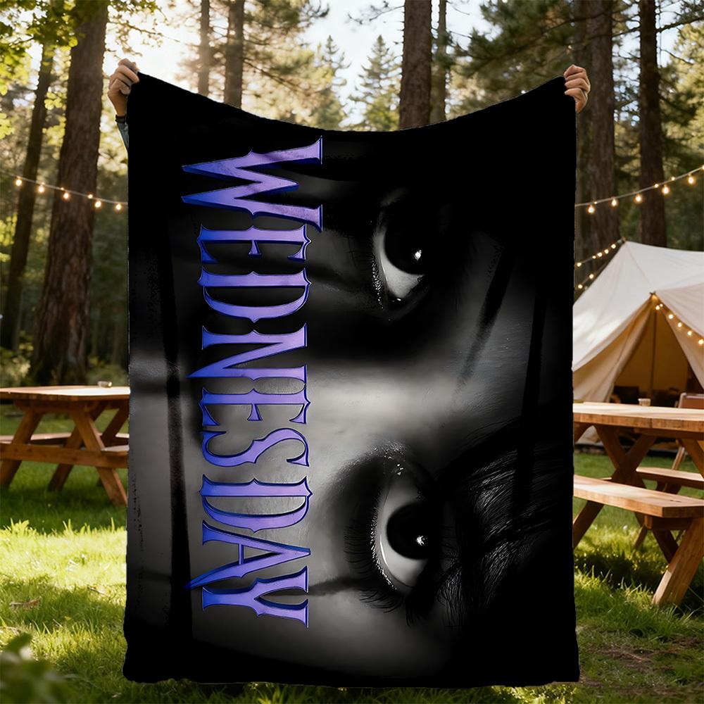 1pc Wednesday Addams Outdoor Blanket Lightweight Flannel, Soft & Warm, All-Season Use for Sofa, Outdoor, Camping, Living Room019