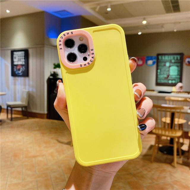 2 In 1 Lens Frame Silicone Phone Case For Iphone 13 12 11 14pro Max Xr Xs Max X 14pro 13 12 Shockproof Soft Candy Color Cover
