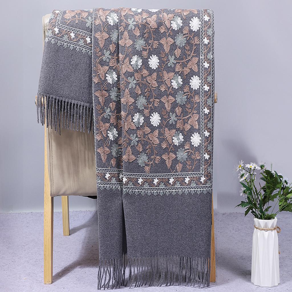 Ethnic style embroidered new autumn and winter knitted faux cashmere scarf for women, thickened paisley embroidered shawl from Lijiang
