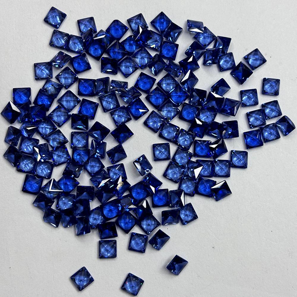 12.00 Ct Square Cut Natural Blue Sapphire Certified Loose Gemstone 5x5 mm Lot