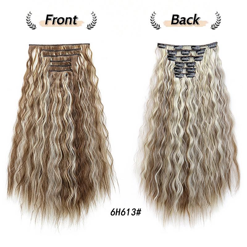 6-Piece Curly Clip-in Hair Extensions Set - Water Wave Volume Boost with 16 Clips