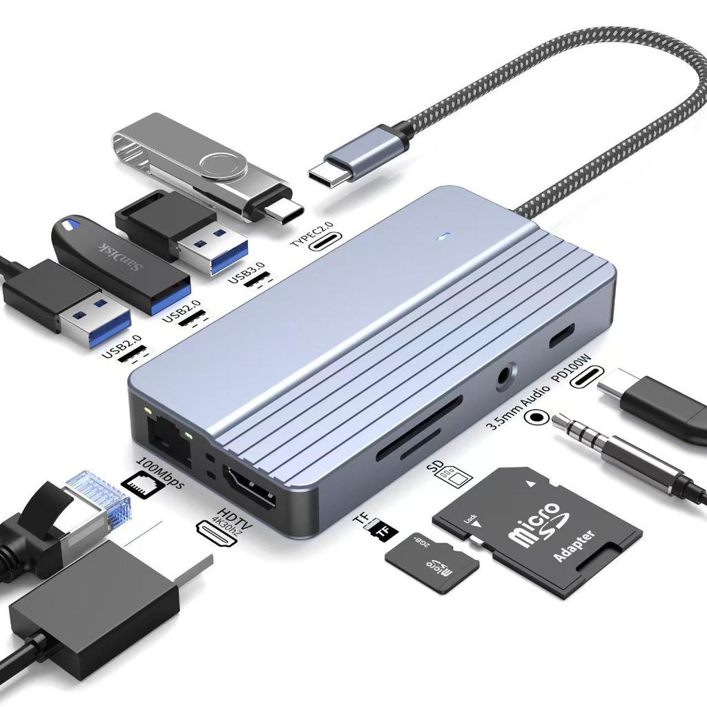 10-in-1 4K Type-C Dock for Mobile, Tablet, Laptop, and Gaming Consoles