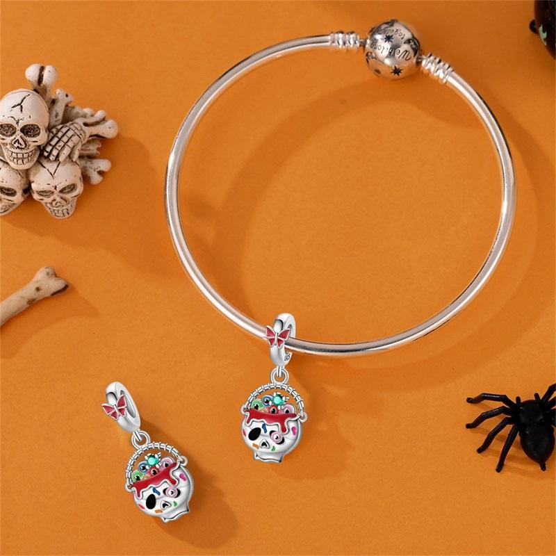 Halloween Party Copper Gothic Skeleton Candy Fruit Basket Pendant Beads Fit Charms Bracelet For Jewelry Making Women Gifts