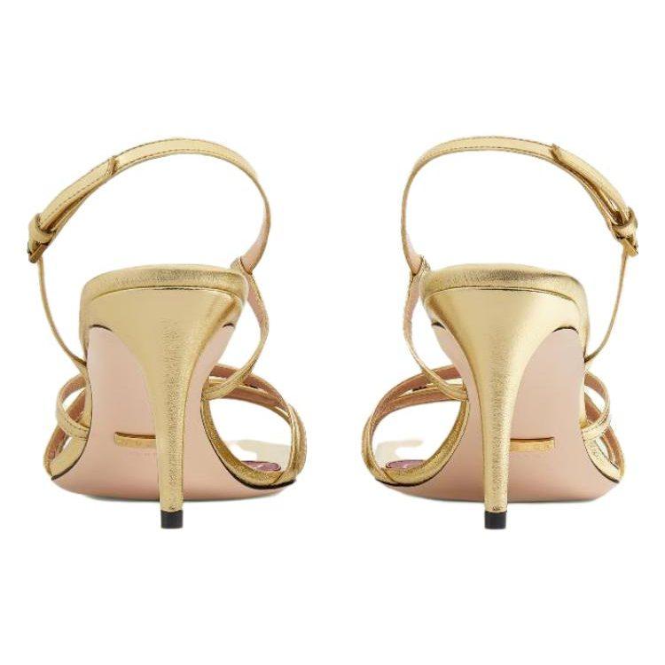 Gucci One Strap Sandals Women's Gold 695214 B8B00 8053