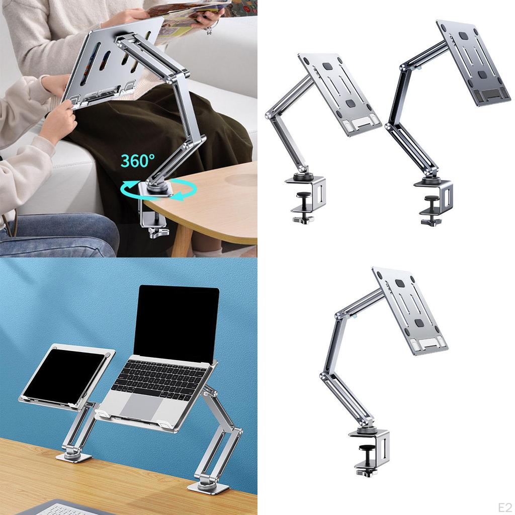 Laptop Tablet Holder Desk Mount Adjustable Arm with C Clamp Simple Installation for Studying Cooking