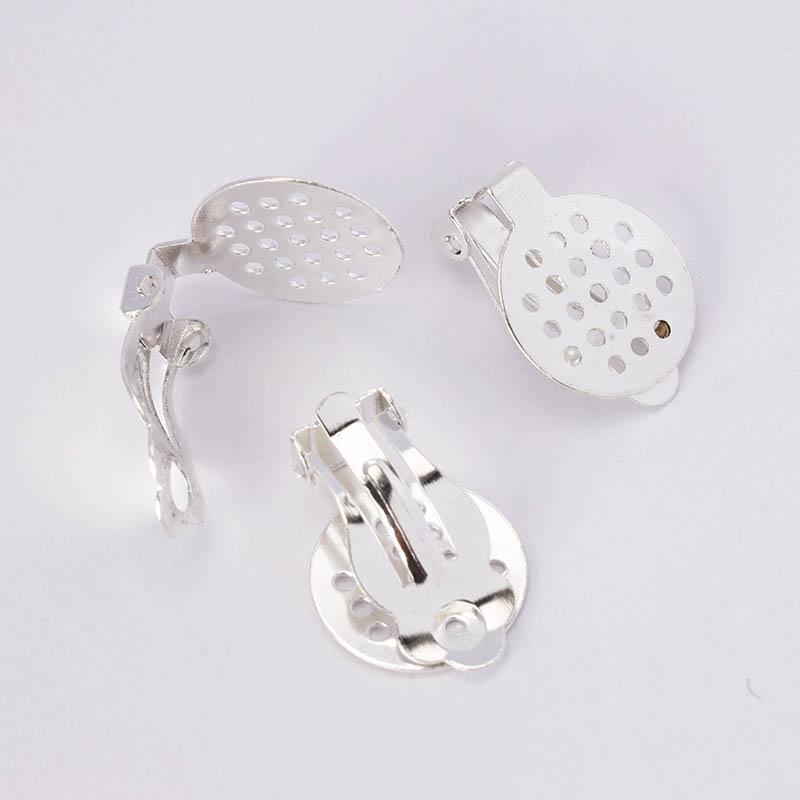 

50pcs Gold Silver Iron Ear Clip Earrings Hole Bezel Blanks Cabochons Setting Base DIY Components Findings Supplier High Quality серебряный