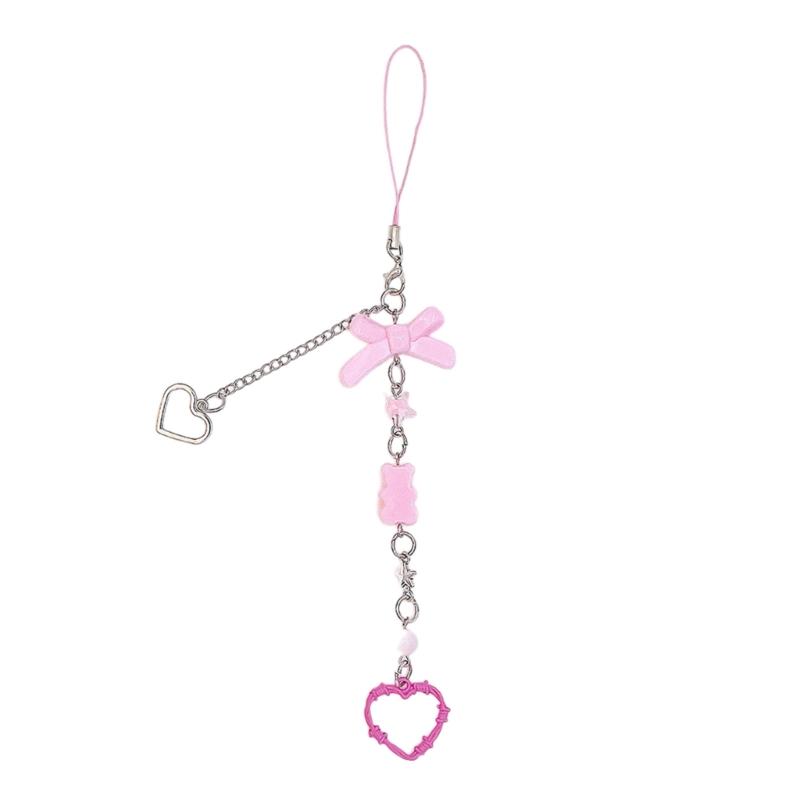 Bowknot Phone Chain Pink Phone Charm Bowknot Bag Accessory Bag Ornament Phone Pendant Acrylic Material for Phone Bag