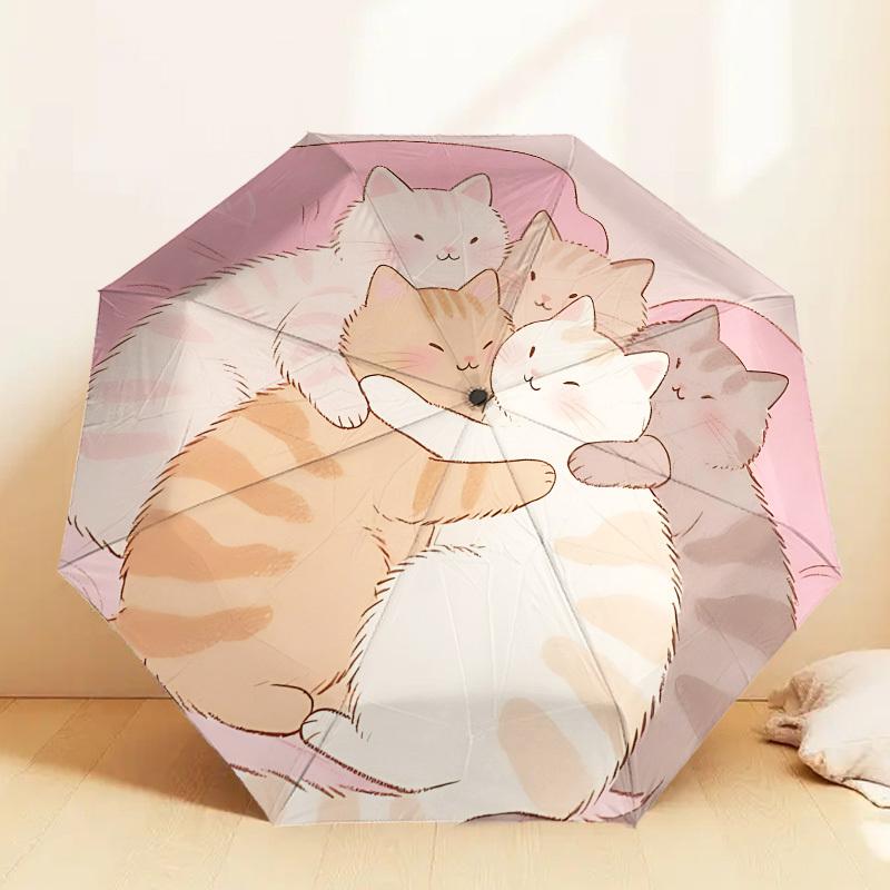 Cozy Cat Nap Umbrella: Perfect for Outdoor Adventures, Auto-Opening & Closing, Lightweight and Durable, Ideal As a Gift 046