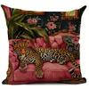 Pc Artistic Sleeping Leopard Pillow Cover D DoubleSided Print Polyester Throw Pillow Case Maximalist Floral Decor Elegant