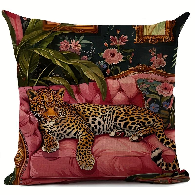 Pc Artistic Sleeping Leopard Pillow Cover D DoubleSided Print Polyester Throw Pillow Case Maximalist Floral Decor Elegant