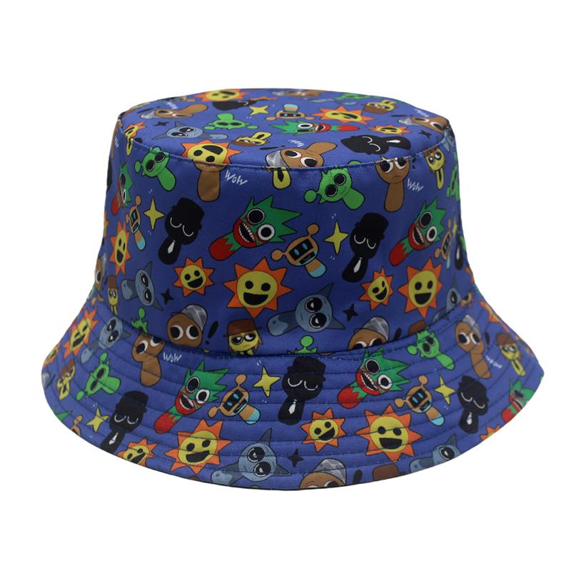 Rhythm Box Theme Sprunki Game Peripheral Printed Children's Fisherman Hat Rhythm Box Sun Hat
