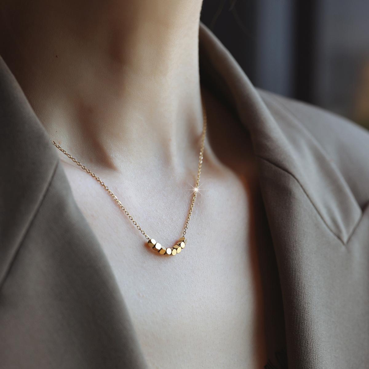 

Trendy Cubes Charm Necklace Bracelet Anklet for Women Girls Gold Color Simple Stainless Steel Jewelry Sets Gifts Accessories