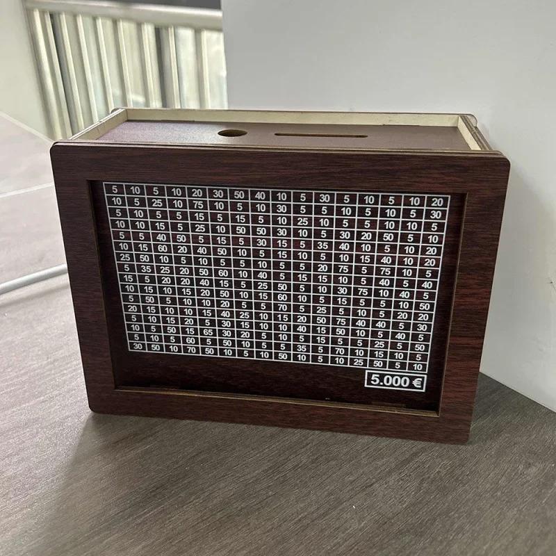 Salvadanaio da 1000/3000/5000/10000 Euro Salvadanaio in legno riutilizzabile con obiettivo di risparmio e scatola numerica Decorazione per la casa