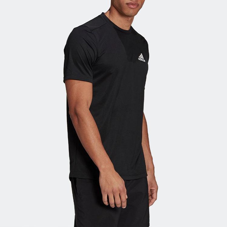 Adidas Solid Color Logo Casual Short Sleeve T-Shirt Men Tops Black GM2090