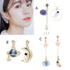 Chic Asymmetric Ear Studs Niche Moon Planet Astronaut Dangle Earrings Gift for Anniversary Birthday Graduation Christmas