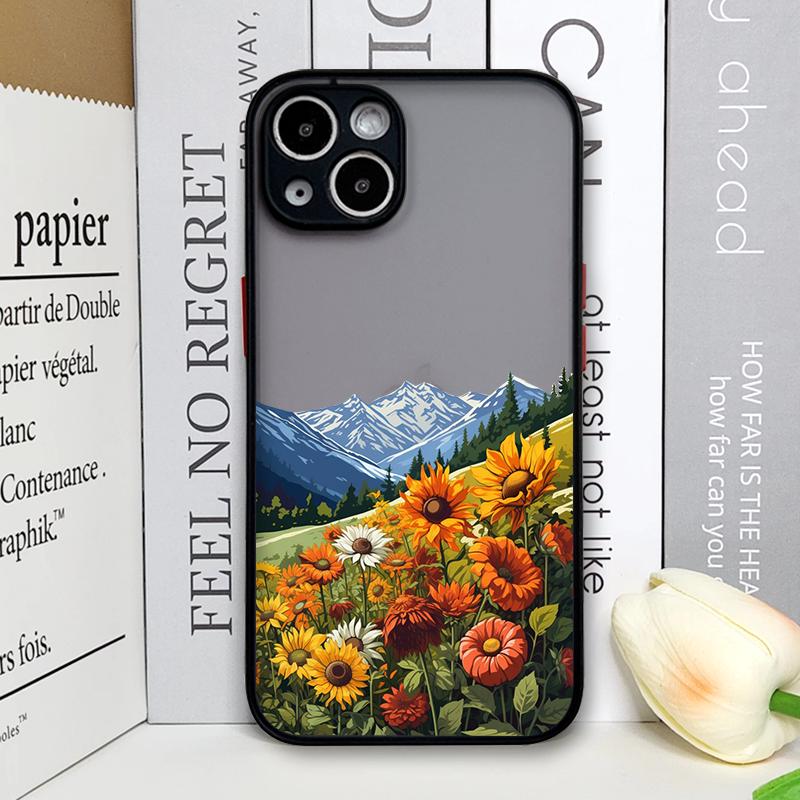 Mountain Forest Village Phone Case for IPhone 13 12 Mini 16 15 11 14 Pro Max 7 8 Plus SE X XS Shockproof Cover Sunflower Scenery