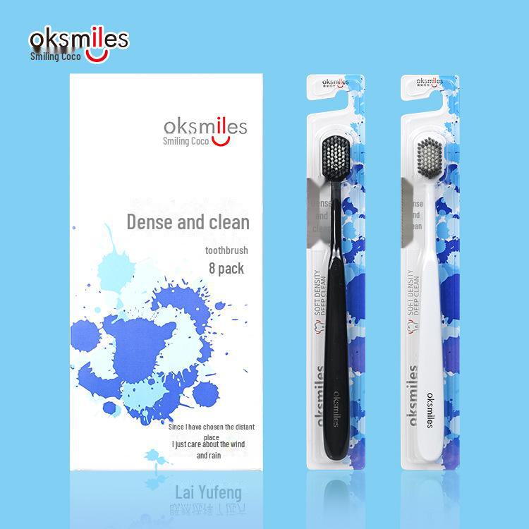 Oksmiles SF1309 Japanese-Style Soft Bristle Toothbrush for Adults – Universal Wide Head, Dense Cotton Clean.